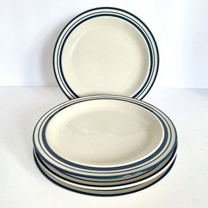 Vintage Baum Bros Blue Stripe Darien Collection Set Of 4 Salad Plates 7.5”